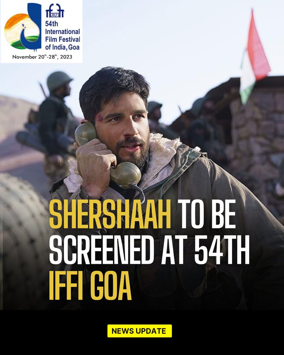 #Shershaah will be screened at 54th International Film Festival Of India in Goa 😍 Proud moment for all of us 👏👏 Jai Hind 🇮🇳 @SidMalhotra @IFFIGoa @vishnu_dir @DharmaMovies @KaashEnt @b_shabbir @inkpapersandeep @PrimeVideoIN #SidharthMalhotra #IFFI #IFFIGoa #IFFI54 #54IFFI