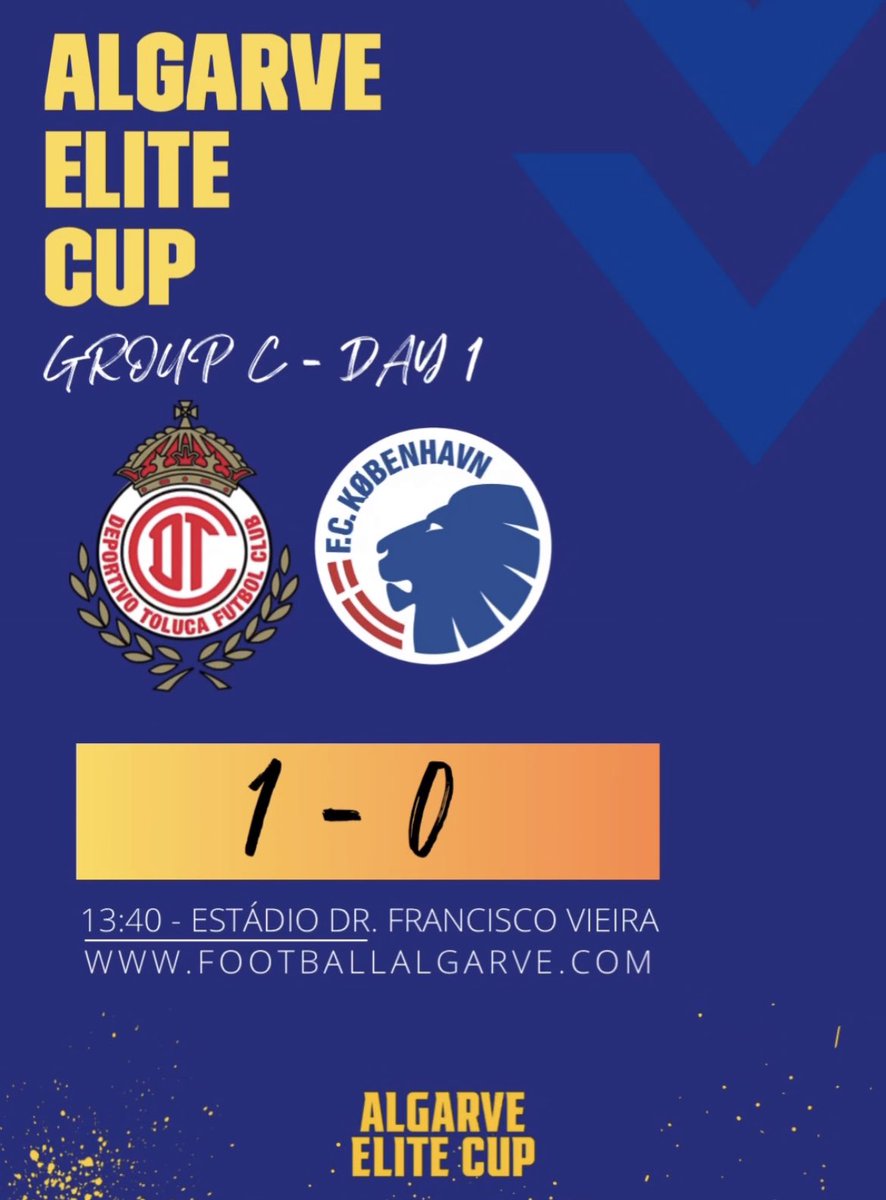 AlgarveCups's tweet photo. FC Toluca - FC Copenhagen 1-0

#AlgarveEliteCup #u15 #Silves #Algarve #football #Algarvecup #Lagoa #Carvoeiro #Portugal #Score https://t.co/gHG1twxDEL