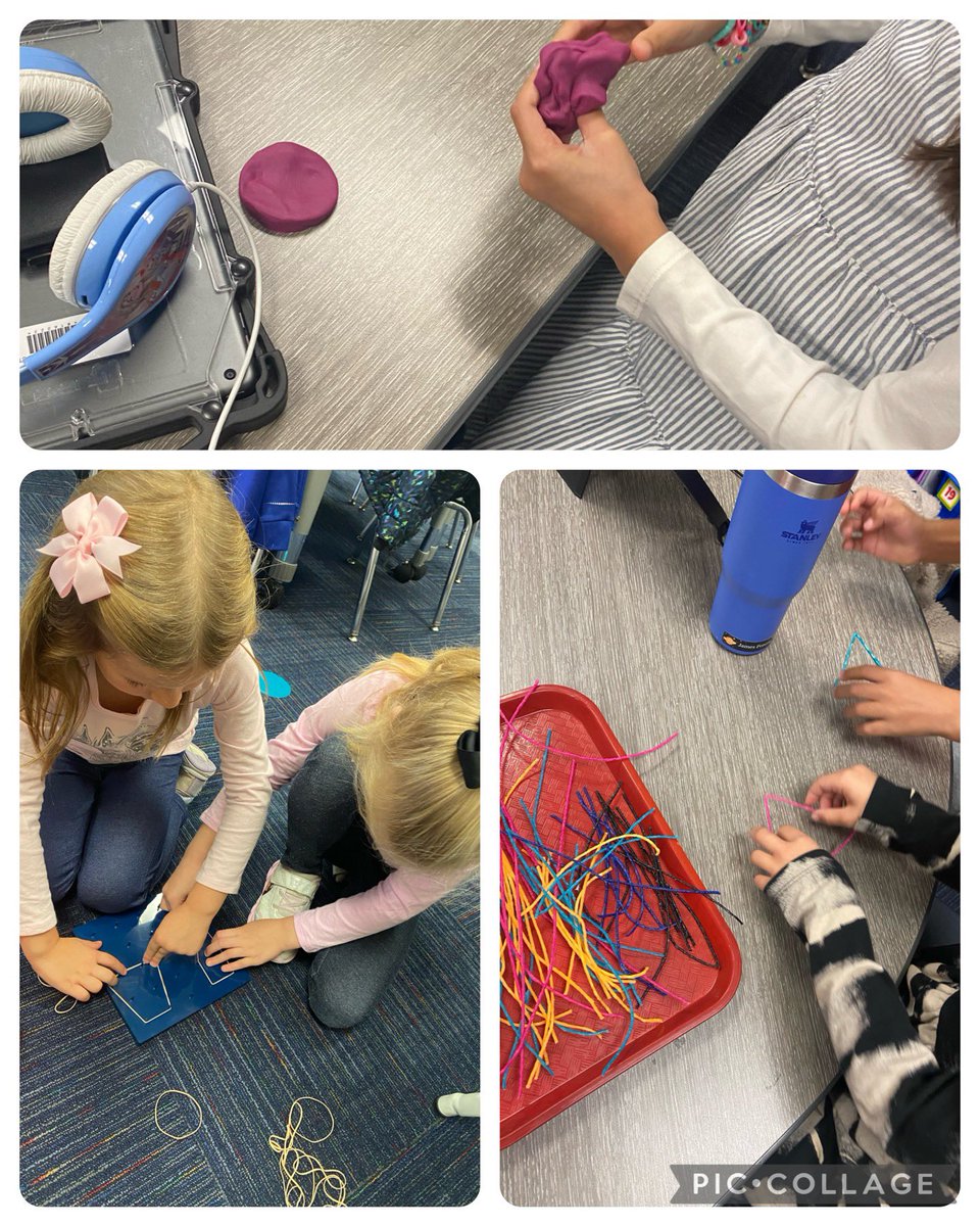 Making 2D shapes with wiki sticks, pipe cleaners, play dough and Geoboards! #OCTAllStars