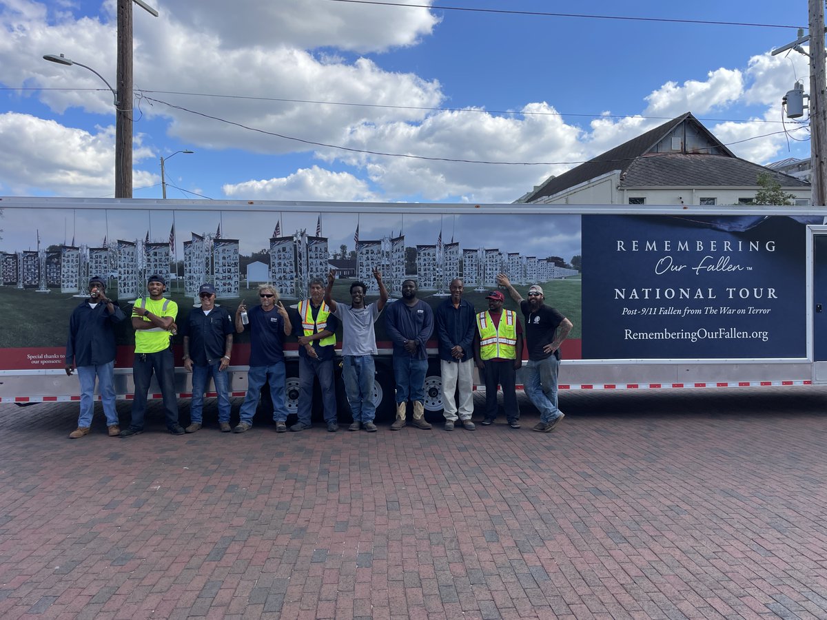 What a beautiful setting at Ferran Park, Eustis, FL now through 4pm Sunday. Please take the time to visit the National "Remembering Our Fallen" Memorial, with photos of 5,400 Post-9/11 military Fallen.

Thanks to the handsome team of guys who helped set up the memorial Thurs.