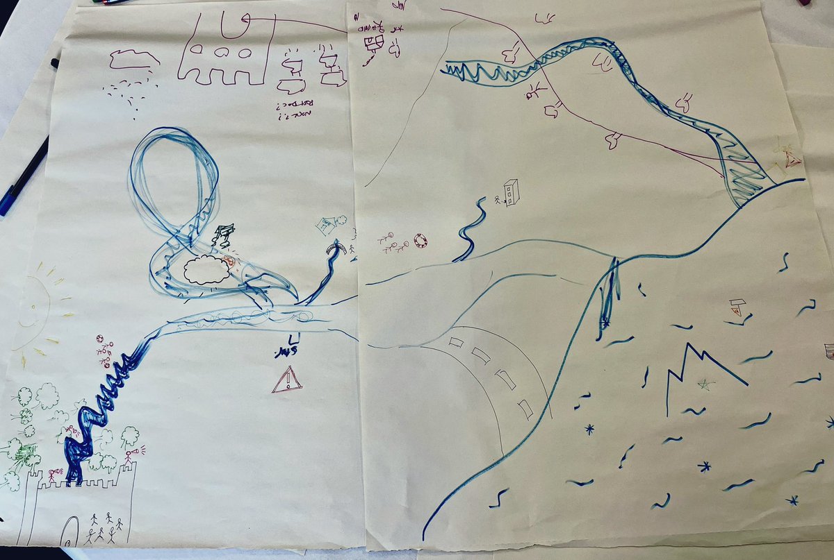 Some pictures from @UCLIGHE postgraduate conference depict what being a PhD student feels like, both as a river 🏞️ and as the human body. I'm not sure about artistic talent, but there's definitely a lot of passion coming from all of us! #phdstudents @UKFS_CDT