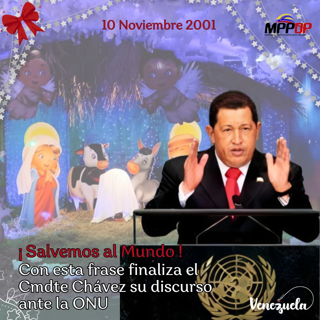 #10Nov 2001. #ONU: Con la herida del atentado terrorista del #11Sep desde la 56° Asamblea General de NY, el Pdte. Hugo Chávez: “La guerra contra el terrorismo debe convertirse en la guerra contra la guerra,
vale decir, el logro de la paz”. 
@NicolasMaduro
#Venezolanos5VecesSí