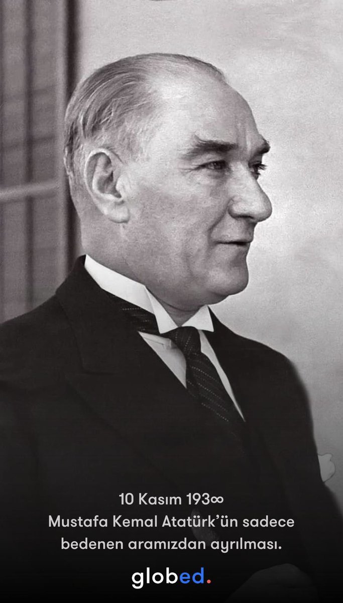 10 Kasım 1938 tarihinde aramızdan bedenen ayrılsa da yaşadığımız topraklarda ve dünyada ilkeleri, fikirleri, eserleri ile yaşayan ve daima yaşayacak olan Ata'mızı büyük bir özlem ve saygıyla anıyoruz. #10kasım #mustafakemalataturk