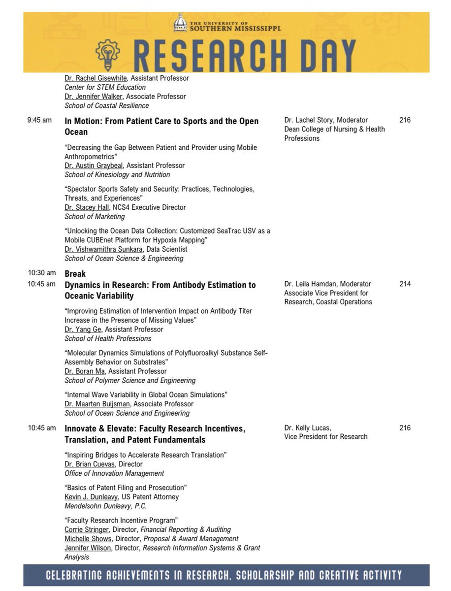Come see me present at Research Day! 🟡⚫️ <a href="/USM_CEHS/">USM CEHS</a> <a href="/SouthernMissSKN/">SouthernMissSKN</a>