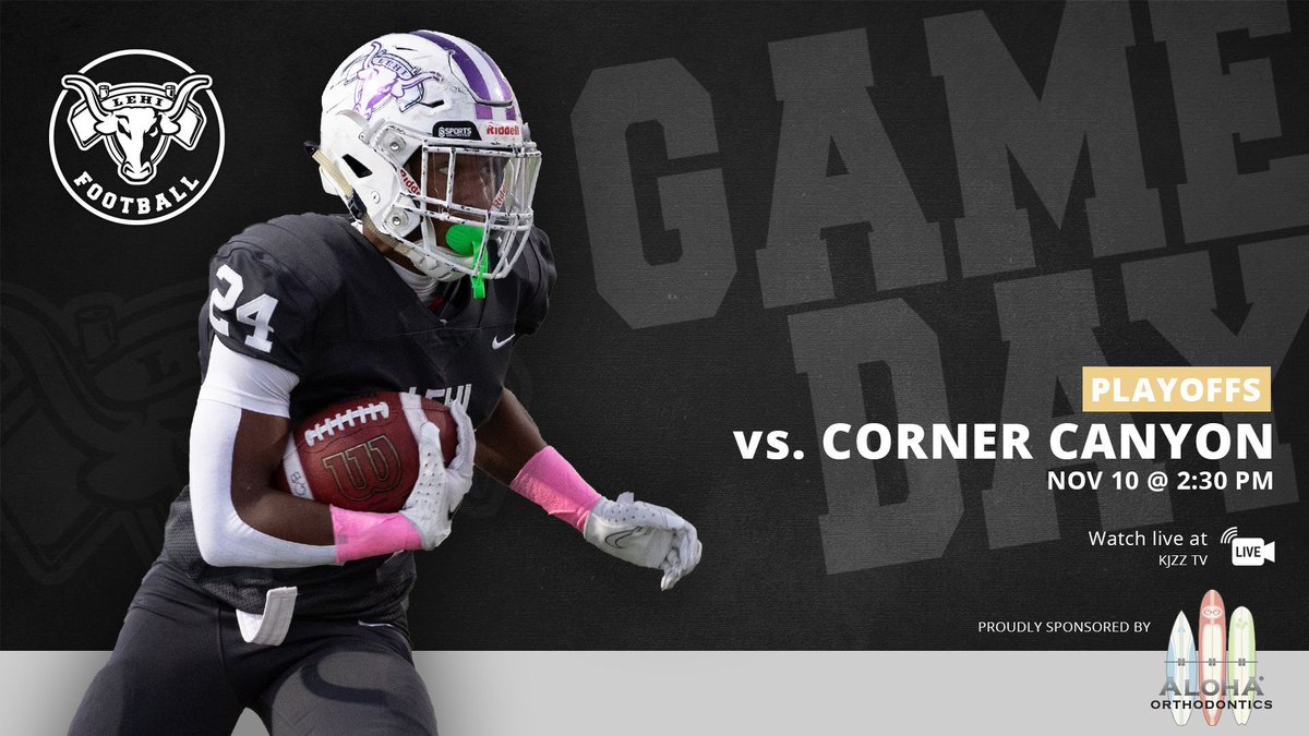 It's Game Day LEHI! #PioneerNation football takes on the Corner Canyon Chargers in the state semi-finals! The game starts at 2:30 pm at Rice-Eccles Stadium in Salt Lake City. Game will be televised on KJZZ. @LehiGridiron @LehiAthletics @OfficialLehi