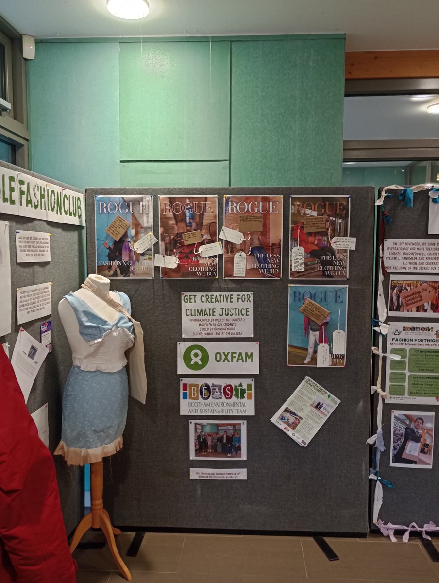 Very grateful to <a href="/RachaelMaskell/">💙Rachael Maskell MP</a> for formally opening our 'Get Creative for #ClimateJustice' exhibition!  She spoke with students about work taking place at Westminster to combat fast fashion and invited her to our clothes swap on 18th November. @BoothamSchool