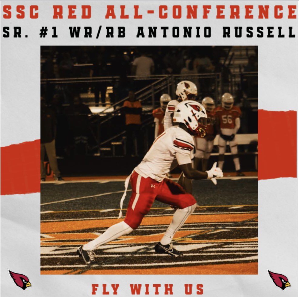 Eisenhower Cardinal Football (@ddefootball) on Twitter photo 🚨 SSC RED ALL-CONFERENCE 🚨
☠️ OFFENSIVE SELECTIONS ☠️
<a href="/Abrams10Aj/">Aj Abrams</a>
<a href="/IamKwanJohnson/">Kwan Johnson</a>
<a href="/NickMayfield15/">Nicholas Mayfield</a>
<a href="/_Antoniorussell/">Antonio Russell¹</a>
<a href="/DavidSmith478/">David Smith</a>
Congratulations men! Thank you for your dedication and leadership to #Team89!
#Team89 #FlyWithUs 🔴⚪️🏈🔥 🚨 SSC RED ALL-CONFERENCE 🚨
☠️ OFFENSIVE SELECTIONS ☠️
<a href="/Abrams10Aj/">Aj Abrams</a>
<a href="/IamKwanJohnson/">Kwan Johnson</a>
<a href="/NickMayfield15/">Nicholas Mayfield</a>
<a href="/_Antoniorussell/">Antonio Russell¹</a>
<a href="/DavidSmith478/">David Smith</a>
Congratulations men! Thank you for your dedication and leadership to #Team89!
#Team89 #FlyWithUs 🔴⚪️🏈🔥