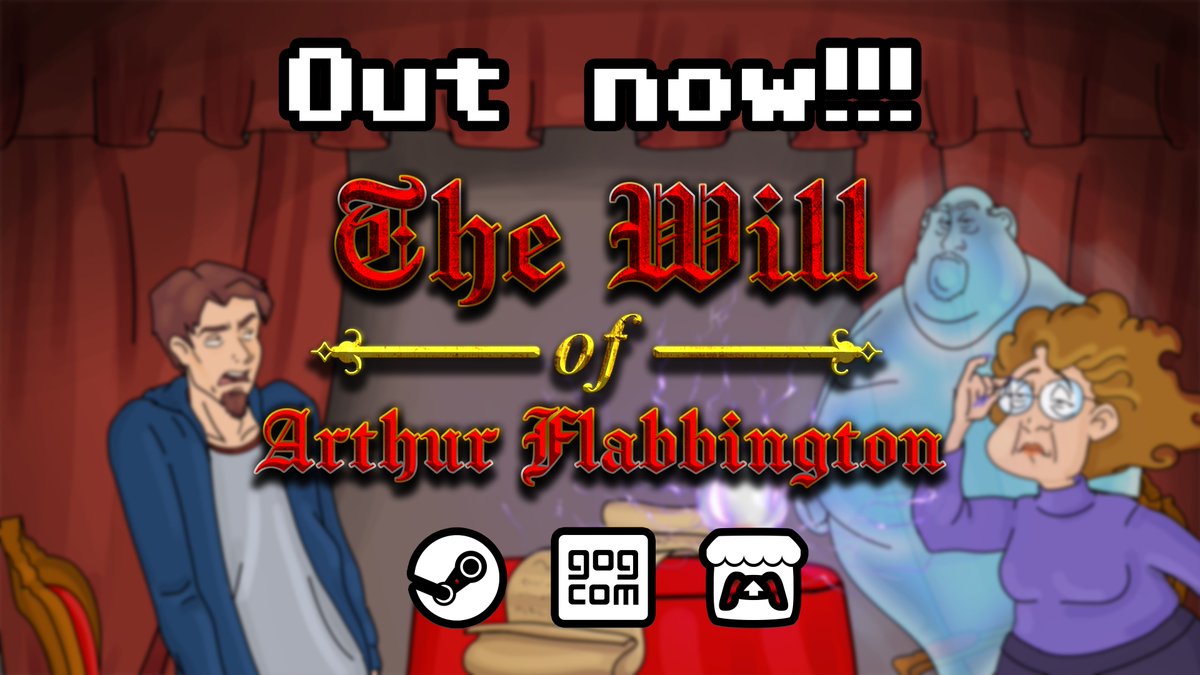 🥳🥳IT'S DONE! IT'S OUT!🥳🥳

Get your Steam accounts ready, because you can now play The Will of Arthur Flabbington!

bit.ly/flabbington

#indiegame #indiegamedev #comedy #pixelart #pointandclick #adventuregame #steam #indiegames #SteamDeck #indie #releasedate