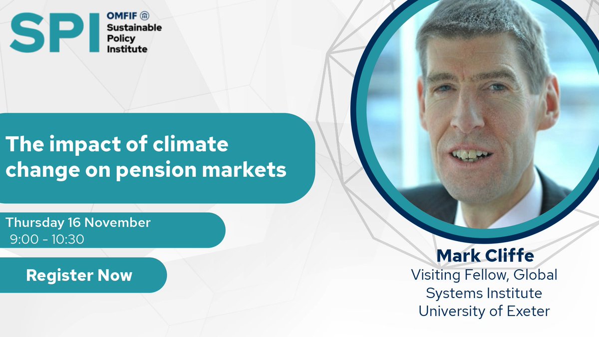 OMFIF's tweet photo. We are excited to announce that @markcliffe of @UniofExeter  will be speaking at our roundtable on 16 November, looking at the impact of climate change on pension markets.

Register here to attend: https://t.co/Z6qL718DwE🌍☀️ https://t.co/zUse6hcKwE