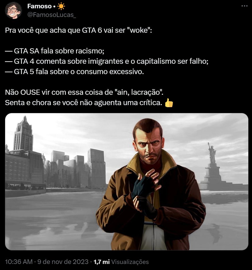 GTA 6 politicamente correto não é o fim do mundo - é o mínimo