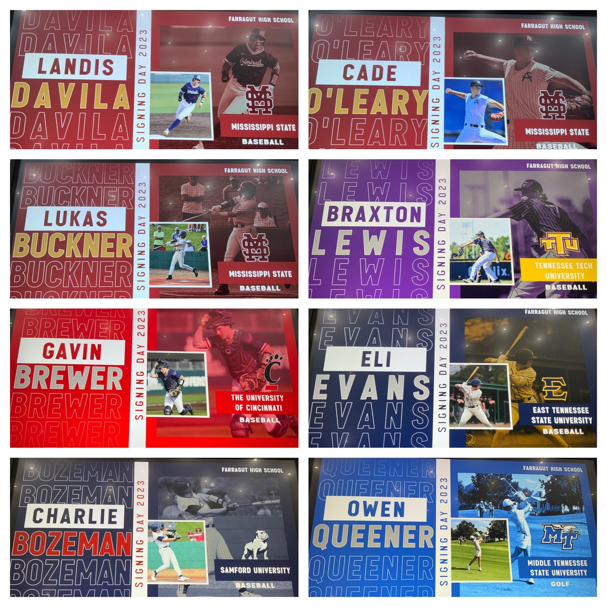 coachtatefhs20's tweet photo. 8 More Farragut Admirals Signees This Morning ⚓️
GOLF:
Owen Queener- MTSU
BASEBALL:
Landis Davila- Mississippi State
Cade O’Leary- Mississippi State
Lukas Buckner- Mississippi State
Braxton Lewis- Tennessee Tech 
Gavin Brewer- Cincinnati 
Eli Evans- ETSU
Charlie Bozeman- Samford https://t.co/h8EEf2kPXY