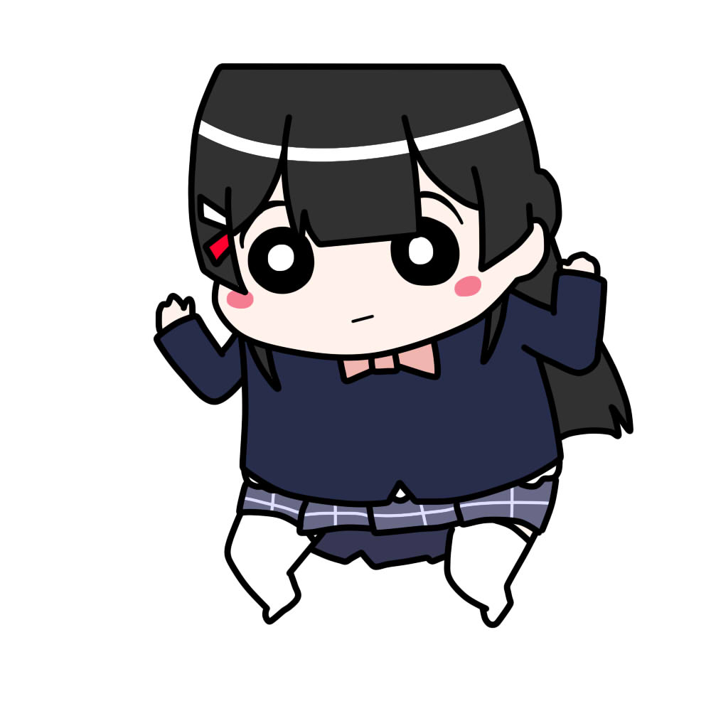 tsukino mito 1girl black hair solo skirt chibi long hair thighhighs  illustration images