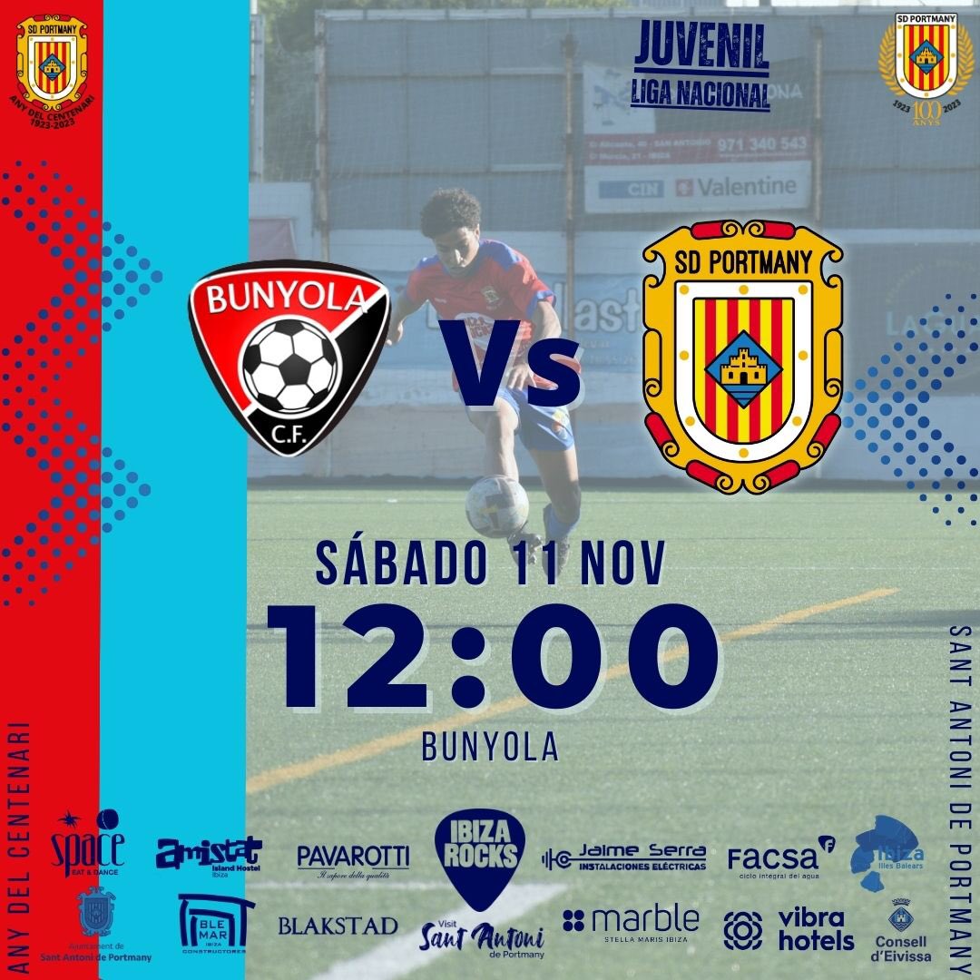 🔴🔵✈️𝗝𝘂𝘃𝗲𝗻𝗶𝗹 𝗡𝗮𝗰𝗶𝗼𝗻𝗮𝗹 ▶️J10 🆚 @bunyola.cf 📆Sábado 11 de noviembre ⏱️12h 🏟️Bunyola #somportmany #juvenilnacional #weareibiza #vamosibiza