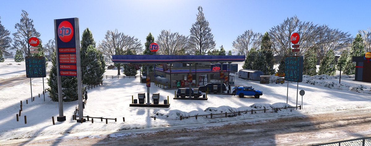 Make sure to grab gas and a hot chocolate at the LTD in North Yankton! <a href="/eotsfivem/">Enemy of the State RP - FiveM</a> has it all and more! Join there discord and connect on Five-M for the best server around! #Fivem #snow #northyankton #gtav #GTA6