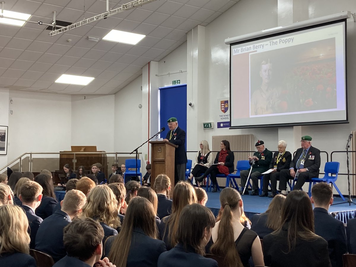PATKingsSchool's tweet photo. It is always a privilege to welcome members of the local Royal British Legion to our Remembrance assemblies. Thank you to everyone who joined us on this very special occasion. ♥️ #RemembranceDay2023 #Remembranceassembly @PoppyLegion #WeWillRememberThem https://t.co/0m8dPG5jpO