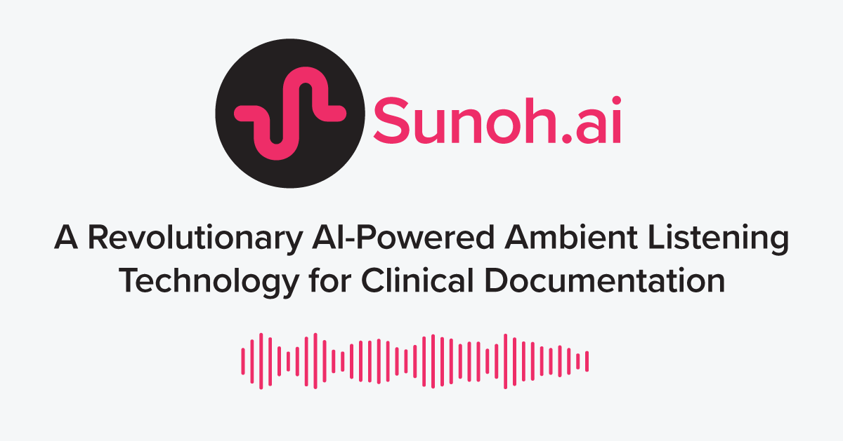 eClinicalWorks's tweet photo. Have you seen the transformative power of the ambient listening technology Sunoh? It listens to a conversation between a doctor &amp; patient &amp; develops clinical documentation complete with follow-up action items &amp; recommendations. https://t.co/OEat8eH5lj https://t.co/IEiYB9vo72
