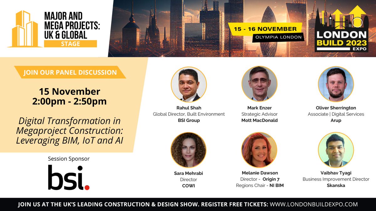 Are you going to London Build? Make sure you don't miss the session on Digital Transformation in Megaproject Construction: Leveraging BIM, IoT and AI. Origin7 Digital founder, Melanie Dawson, will be speaking at this session alongside other well respected experts in the field.