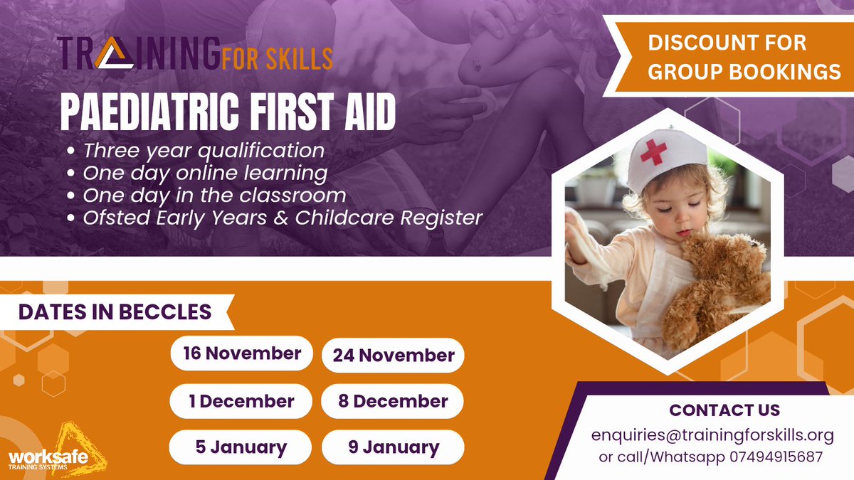 Upcoming Paediatric First Aid courses on the Norfolk and Suffolk border... Or we'll happily travel to you! #firstaidcourse #firstaidtraining #firstaidnorfolk #firstaidsuffolk #paeriatricfirstaid #smallbusinessuk #norfolk #suffolk #norfolkbusiness #suffolkbusiness