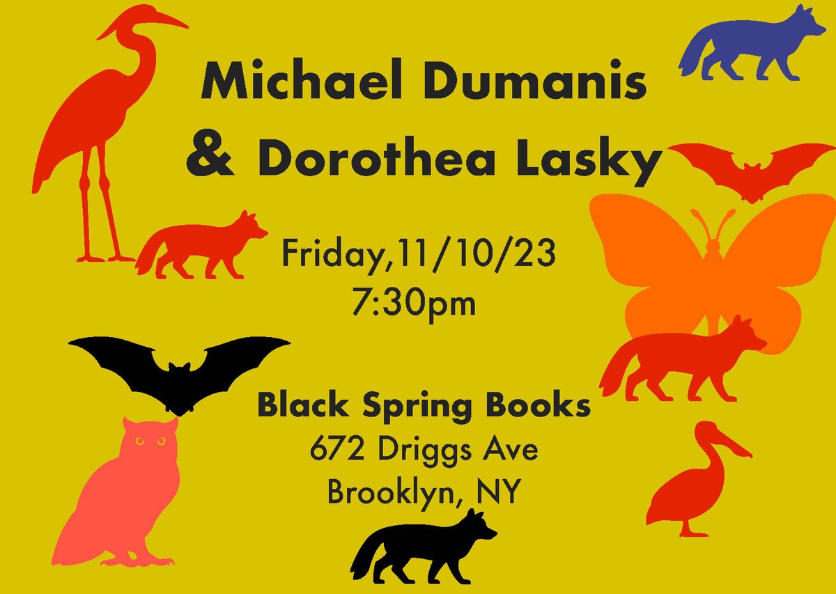 TODAY
at @blackspringbk with @MichaelDumanis  & @DorotheaLasky