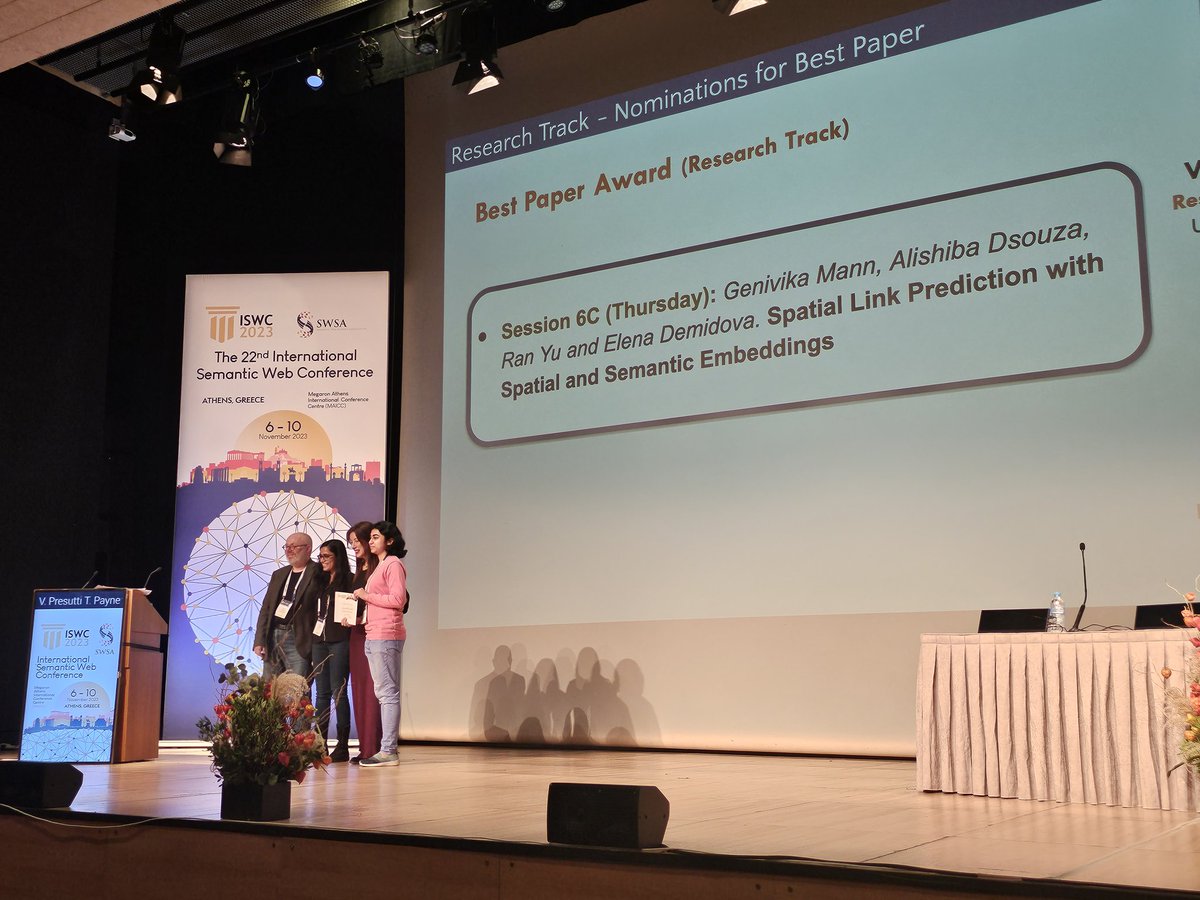 Nandana නන්දන 🇱🇰 🇪🇸 🇺🇸 (@nandanamihindu) on Twitter photo ISWC Research track best paper! Congratulations 👏👏👏
#iswc2023 <a href="/iswc_conf/">International Semantic Web Conference</a> ISWC Research track best paper! Congratulations 👏👏👏
#iswc2023 <a href="/iswc_conf/">International Semantic Web Conference</a>