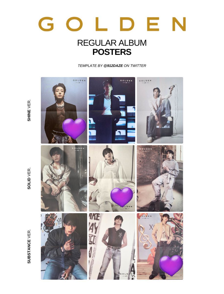 armyangg's tweet photo. @c #bts交換
ジョングク　golden　ポスター

譲)1枚目写真

求)2枚目画像💜つけたもの

郵便にて同日発送希望です🙇‍♀️
まとめて交換してくださる方優先します！
気軽にお声掛けください◎ https://t.co/eEFeHyK2iK