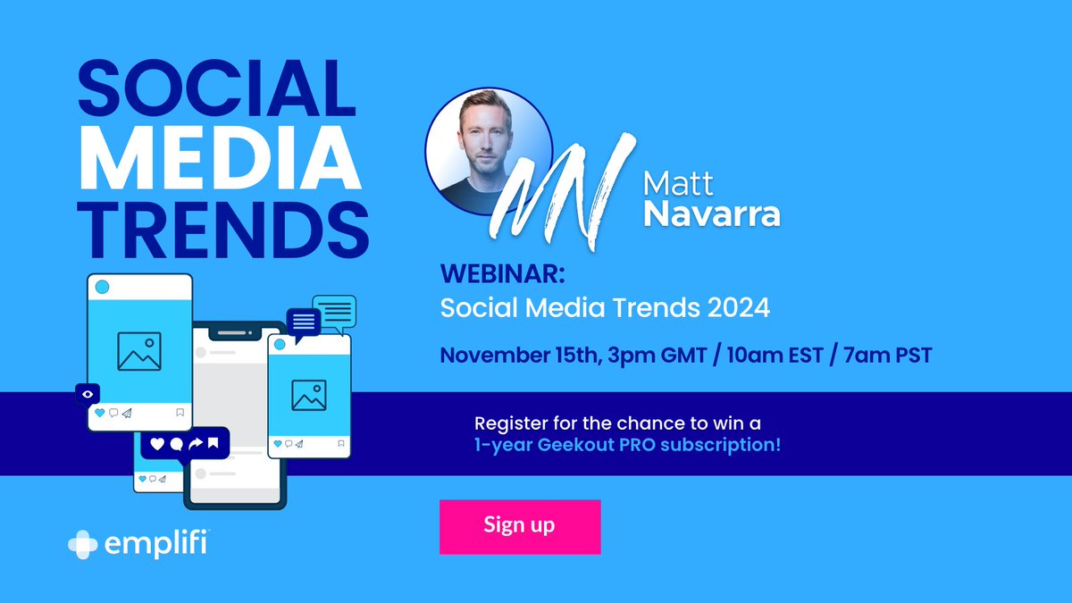 Our webinar, Social Media Trends 2024 with @MattNavarra, is filling up! ⏰ Reserve your spot here: bit.ly/3SyvAGS Learn why brands are investing in social commerce, how AI can support social media, & more!