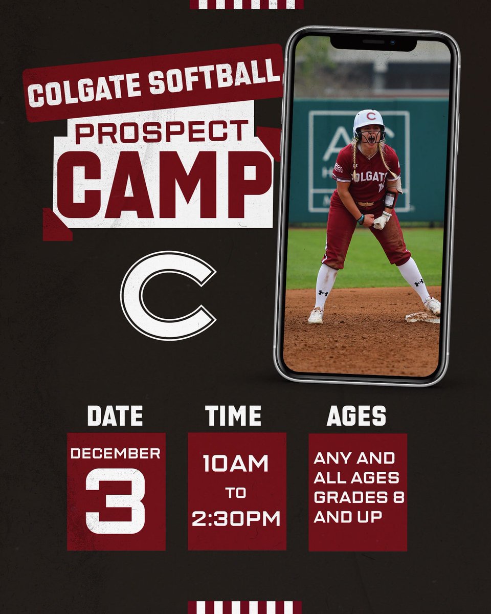 ⚠️⚠️⚠️ Spots are filling up FAST!!! Be sure to grab yours today so you don't miss out on this awesome camp opportunity!!

⬇️⬇️⬇️⬇️⬇️⬇️⬇️⬇️⬇️⬇️⬇️
Colgatesoftballcamps.com 

#GoGate