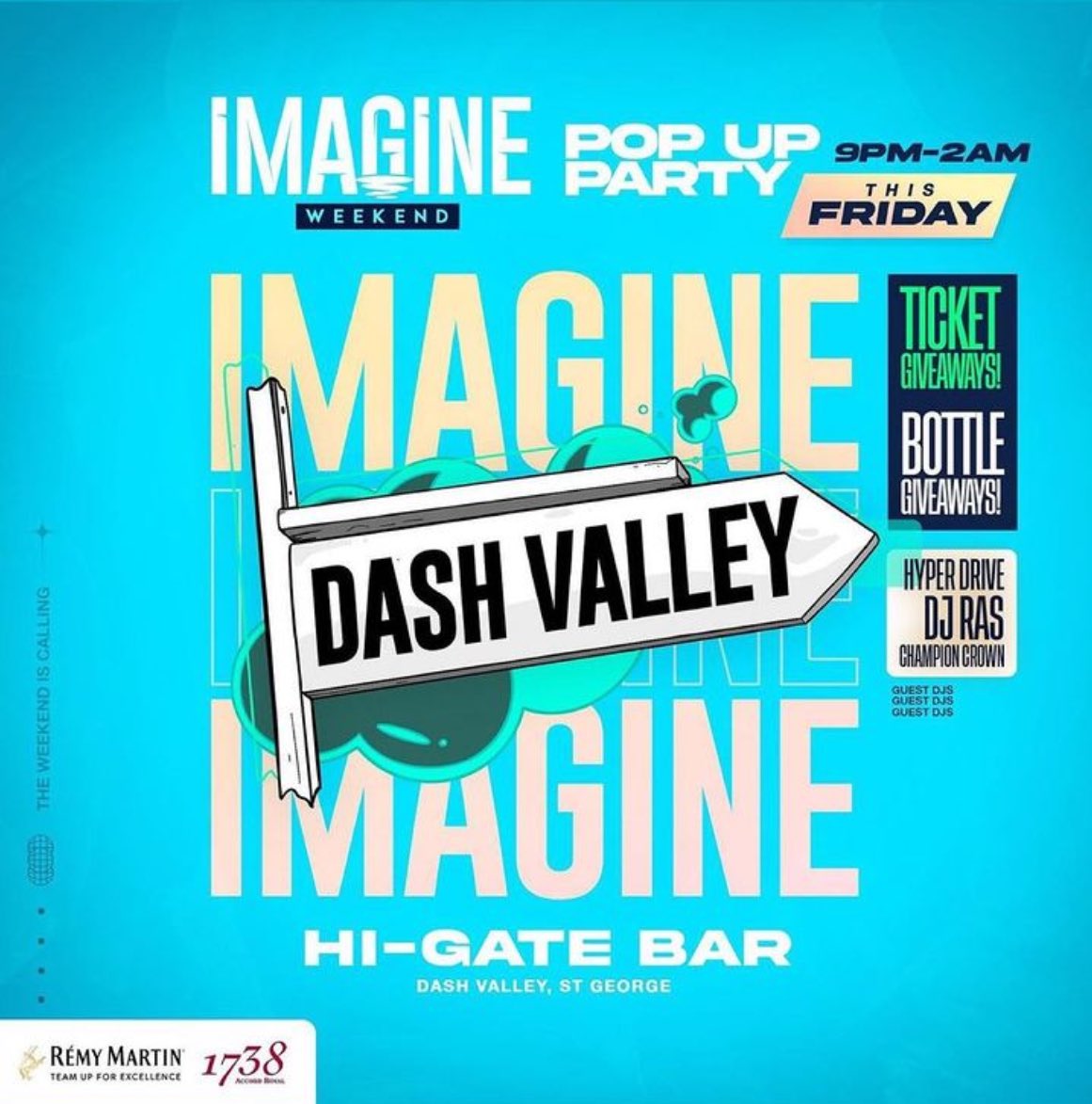 POP UP ALERT🚨…𝑰𝑴𝑨𝑮𝑰𝑵𝑬  𝑾𝑬𝑬𝑲𝑬𝑵𝑫 will be at Hi Gate Bar this Friday. Lots of giveaways and prizes to come. Doors open at 9pm and dj’s <a href="/mhk_hyperdrive/">Mhk</a>, inchyhyperdrive, <a href="/djrasbim/">Ras Gym</a> &amp; @championcrownlive will be bringing the vibe…the weekend is calling ☎️