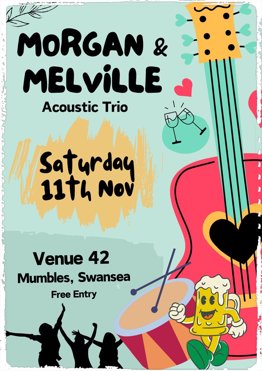 Join us tomorrow - Sat 11th November at the fantastic Venue 42 in Mumbles, Swansea for our first ever acoustic TRIO performance. We can’t wait to see you there! 

🎤 Charlotte 🎸 Dan & 🥁 Amy 

#swanseamusicscene #Mumbles