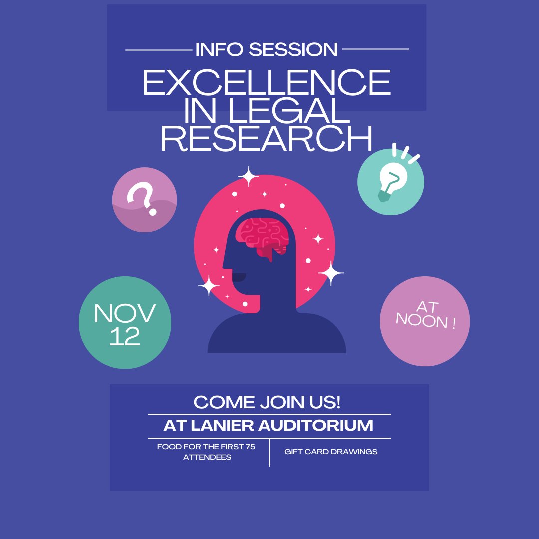 TechLawLibrary's tweet image. Join us TODAY, November 10, for an info session on our ELR Program! We will answer all of our questions relating to the program. Food and prizes will be available!