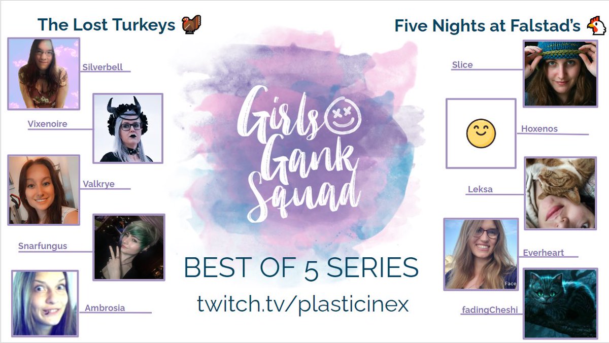 Plasticine (@plastyqueen) on Twitter photo #GirlsGankSquad is back at 6pm PST today on ttv/plasticinex
Casters <a href="/TheRoqwell/">Roqwell (Grolder Goat)</a> and <a href="/AliciaDestinyy/">AliciaDestiny💞</a>
The Lost Turkeys
<a href="/Silverbell_TTV/">Silverbell_TTV</a>
<a href="/Vixenoire/">Vixenoire "Fox"</a>
<a href="/Valkrye12/">Valkrye</a>
@Snarfungus
Ambrosia
Five Nights at Falstads
@PressBToSlice
Hoxenos
Leksa
Everheart- <a href="/Adraghastar/">Sondra Wilson (Distance Everheart)</a>
fadingCheshi #GirlsGankSquad is back at 6pm PST today on ttv/plasticinex
Casters <a href="/TheRoqwell/">Roqwell (Grolder Goat)</a> and <a href="/AliciaDestinyy/">AliciaDestiny💞</a>
The Lost Turkeys
<a href="/Silverbell_TTV/">Silverbell_TTV</a>
<a href="/Vixenoire/">Vixenoire "Fox"</a>
<a href="/Valkrye12/">Valkrye</a>
@Snarfungus
Ambrosia
Five Nights at Falstads
@PressBToSlice
Hoxenos
Leksa
Everheart- <a href="/Adraghastar/">Sondra Wilson (Distance Everheart)</a>
fadingCheshi
