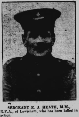 Ernest John Heath was killed in action on 8 December 1917, just two days after the action for which he was awarded the Military Medal for bravery.