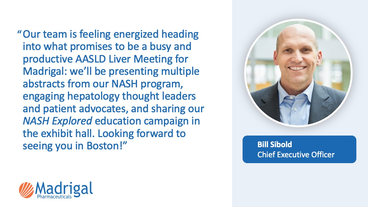 Bill Sibold shares his perspective attending his first @AASLDTweets Liver Meeting as Madrigal CEO. Learn more. #TLM23 #LiverTwitter bit.ly/469jcAz