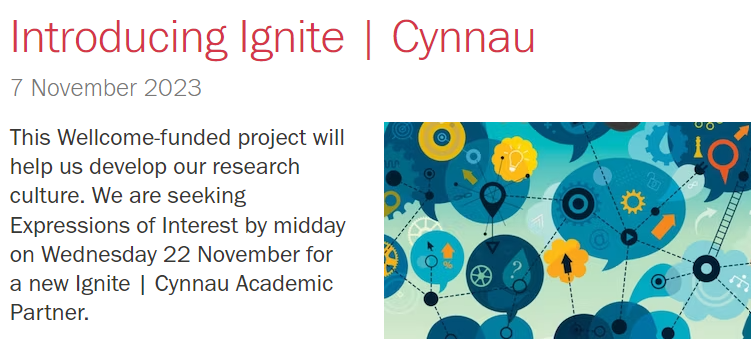 IGNITE/CYNNAU Find out more about Cardiff University's innovative approaches to developing research culture: intranet.cardiff.ac.uk/staff/news/vie… Look out for opportunities to join the Ignite/Cynnau staff team - currently recruiting! #researchculture @cardiffuni @KarinWahlJ @rogermwhitaker