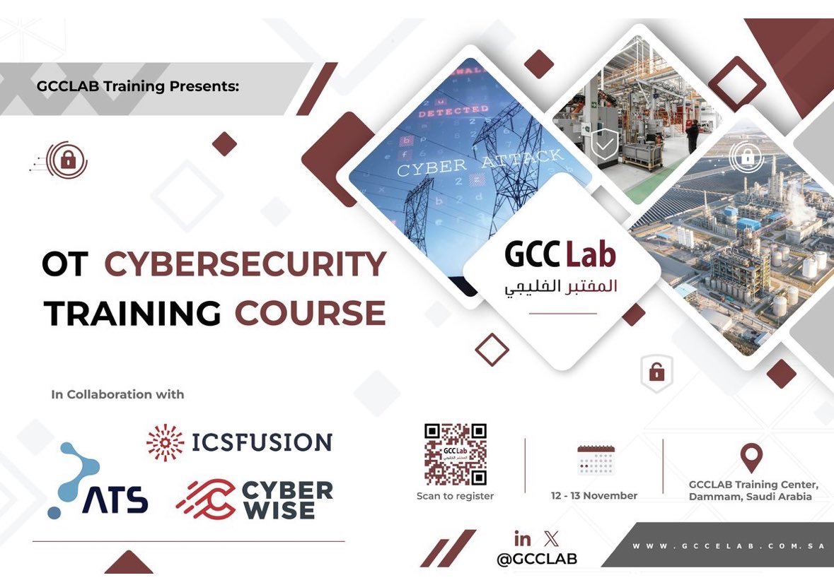 In line with our vision of embracing the future, GCC Lab in collaboration with ATS and Cyberwise, presents the first training of an educational series, offerings conducted by OT cybersecurity industrial experts.

It is an  exclusive two-day training program at GCCLAB training