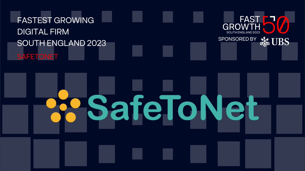 SafeToNet (@safetonet) on Twitter photo We have been recognised as the 7th fastest growing business in the South East and the fastest growing company in the digital sector by <a href="/fastgrowth_50/">Fast Growth 50</a>. This achievement underlines our growth, impact and focus on innovation. Learn more here: shorturl.at/dpsy7
#SafetyTech We have been recognised as the 7th fastest growing business in the South East and the fastest growing company in the digital sector by <a href="/fastgrowth_50/">Fast Growth 50</a>. This achievement underlines our growth, impact and focus on innovation. Learn more here: shorturl.at/dpsy7
#SafetyTech