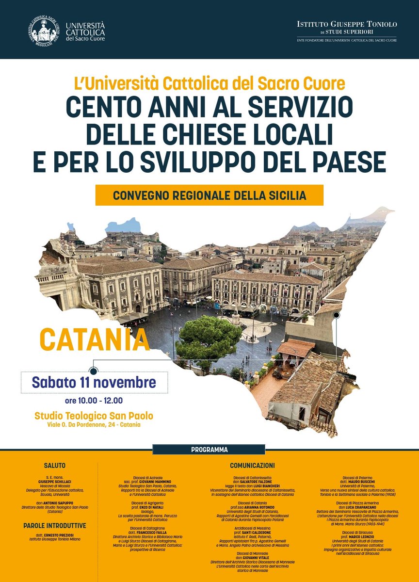 DiocesiAcireale's tweet image. 𝑈𝑛𝑖𝑣𝑒𝑟𝑠𝑖𝑡𝑎' 𝐶𝑎𝑡𝑡𝑜𝑙𝑖𝑐𝑎 𝑑𝑒𝑙 𝑆𝑎𝑐𝑟𝑜 𝐶𝑢𝑜𝑟𝑒 
𝐂𝐞𝐧𝐭𝐨 𝐚𝐧𝐧𝐢 𝐚𝐥 𝐬𝐞𝐫𝐯𝐢𝐳𝐢𝐨 𝐝𝐞𝐥𝐥𝐞 𝐂𝐡𝐢𝐞𝐬𝐞 𝐥𝐨𝐜𝐚𝐥𝐢 𝐞 𝐩𝐞𝐫 𝐥𝐨 𝐬𝐯𝐢𝐥𝐮𝐩𝐩𝐨 𝐝𝐞𝐥 𝐏𝐚𝐞𝐬𝐞
11 Novembre 
ore 10
Catania, studio Teologico San Paolo
@Unicatt @StudioSPaolo