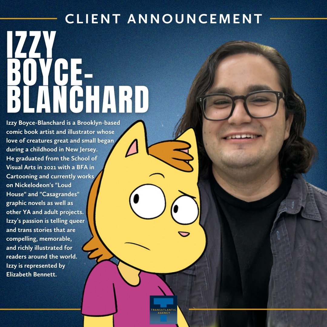 Transatlantic extends a warm welcome to Izzy Boyce-Blanchard! @izzybbcomics is represented by Elizabeth Bennett. Welcome to Transatlantic Izzy! 🎉