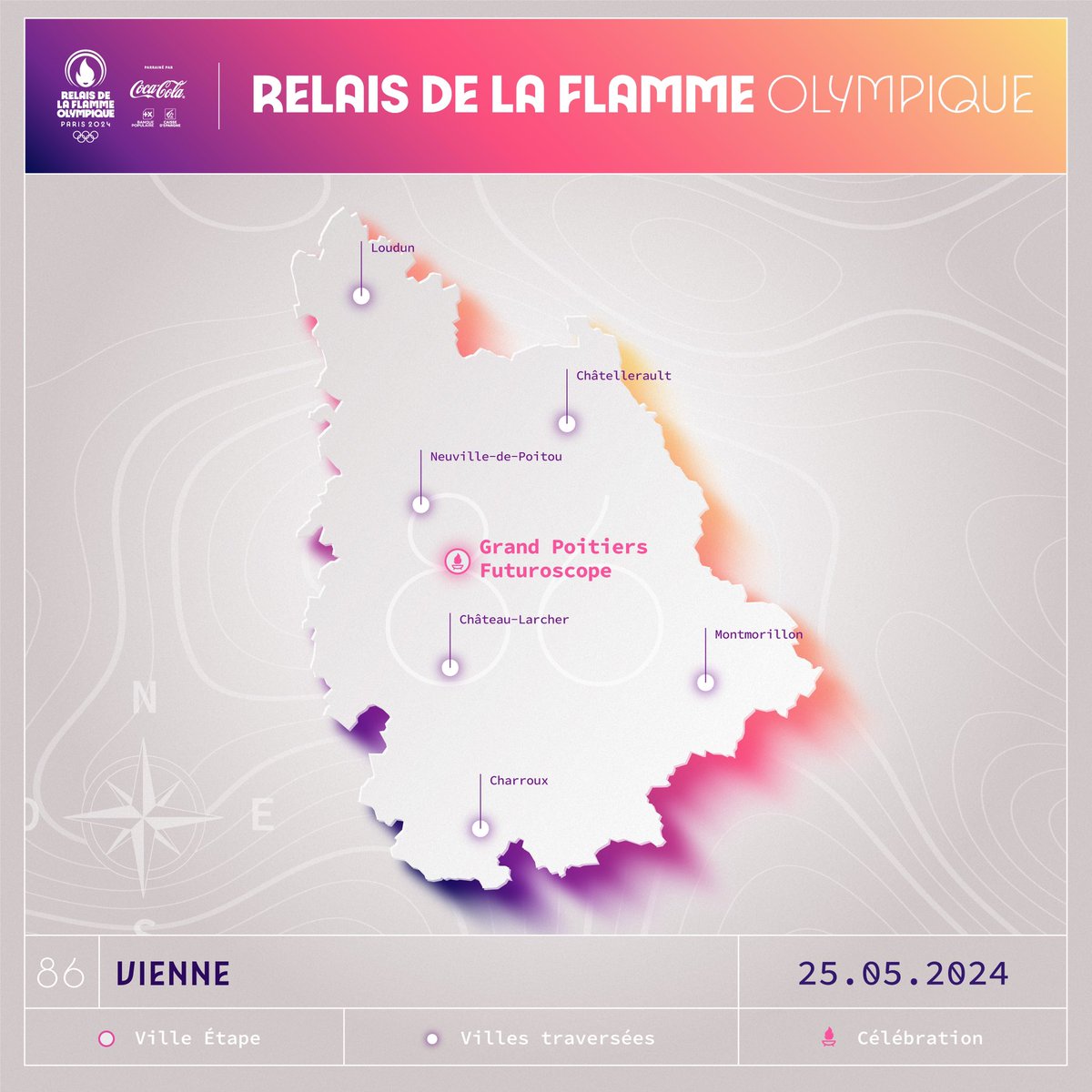 Prefet86's tweet image. #JO2024 🇫🇷🔥 L'été prochain, la flamme olympique sillonnera le département de la #Vienne86
📍 Les étapes : Poitiers, Châtellerault, Loudun, Montmorillon, Neuville-de-Poitou, Château-Larcher, Charroux et l'Arena #Futuroscope !
➡️Aujourd'hui, les services de l’État &amp;amp; collectivités