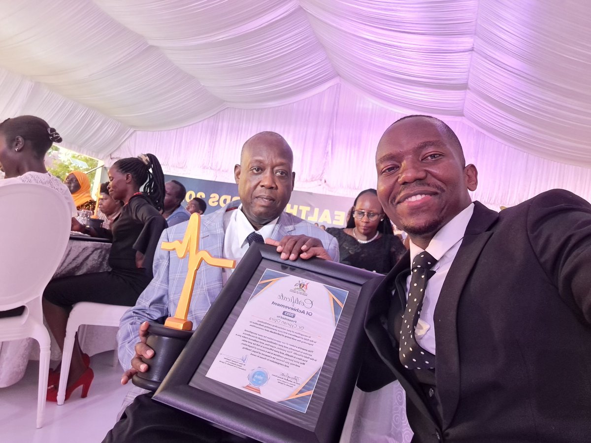 Dr. Cyprian Opira took the Life Time Achievement Ward, Dr. Gladys Atto @AttoGladys Doctor of the Year. Dr. Oriba Runner Up Doctor of the Year. @lacor_hospital Thank you Uganda, Thank you Ministry of Health @MinofHealthUG #HIHA2023.