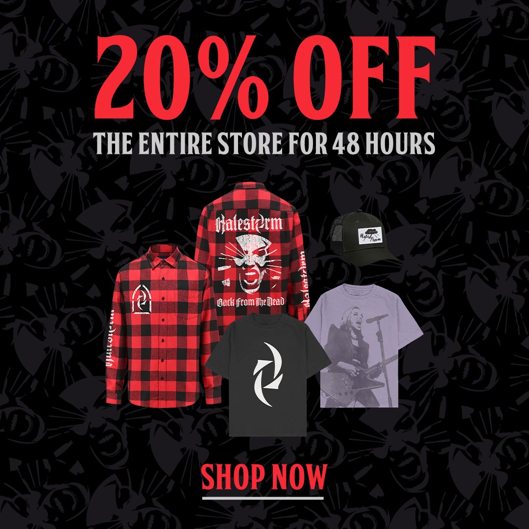 We're getting ready for the holidays with a sale for you! We're doing a 20% storewide sale this weekend on our website, so grab some Halestorm goods! We've also got some fun holiday items coming your way, so stay tuned, Freaks! loom.ly/0taP3oA