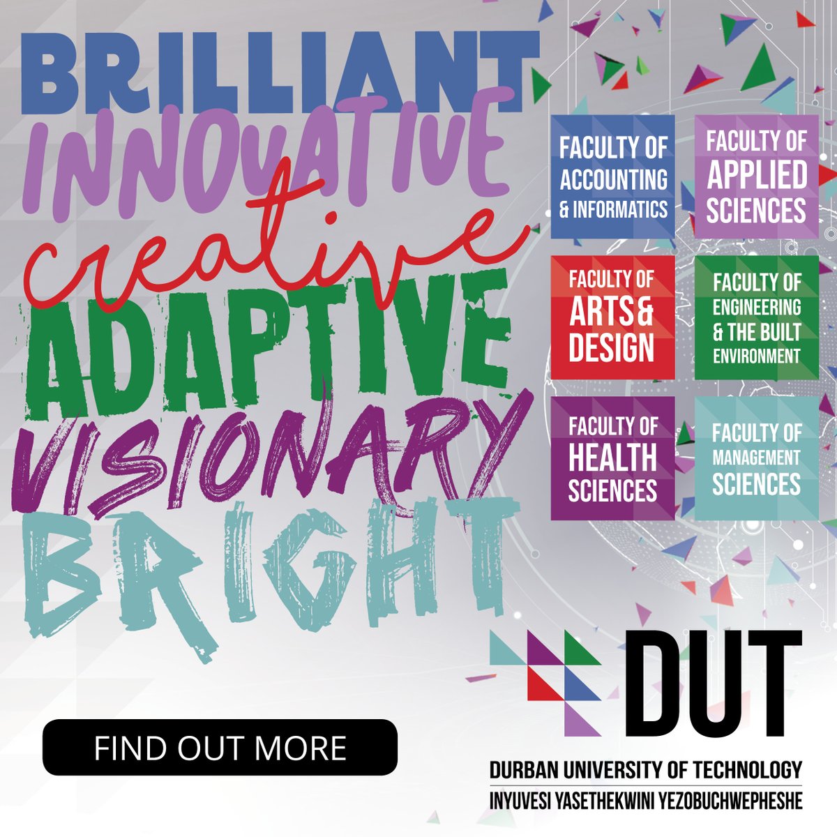 fundi_connect's tweet photo. Unveiling Excellence at DUT!
At Durban University of Technology (DUT), we're committed to pushing the boundaries of knowledge and nurturing future leaders.
Discover more at https://t.co/F9q1VDtfeq.
#IAMDUT #CreateTheFutureYouWant @DUT_Tweets #DUTExcellence #DUTBusinessSchool https://t.co/bMnDviHXoC