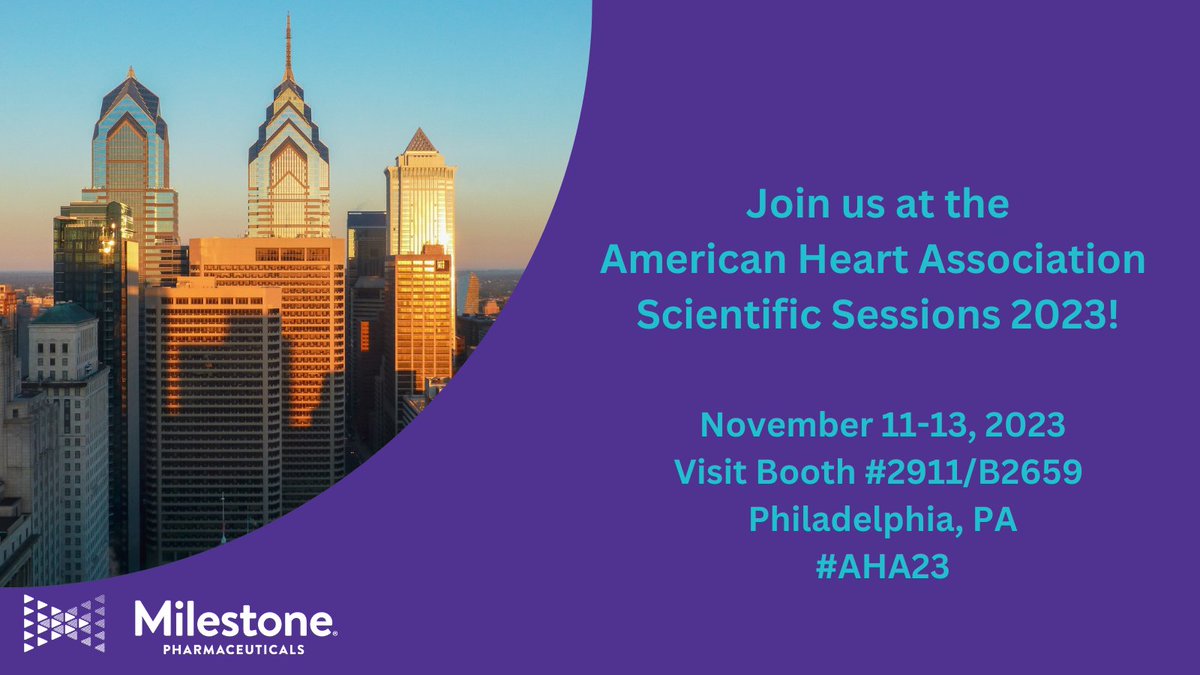 Attending #AHA23 this weekend? Come stop by our booth (#2911/B2659) to learn how we are addressing the unmet need for patients with #AFib with RVR and #PSVT. We look forward to seeing you there!