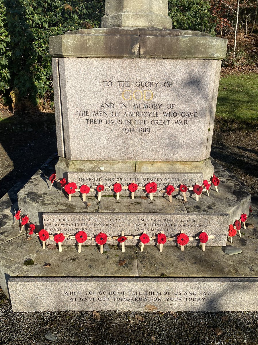 Today our P5/6/7 class laid down hand made poppy crosses in memory of all of those the village of Aberfoyle lost in both World Wars <a href="/PoppyLegion/">Royal British Legion</a> #wewillneverforget #RemembanceDay