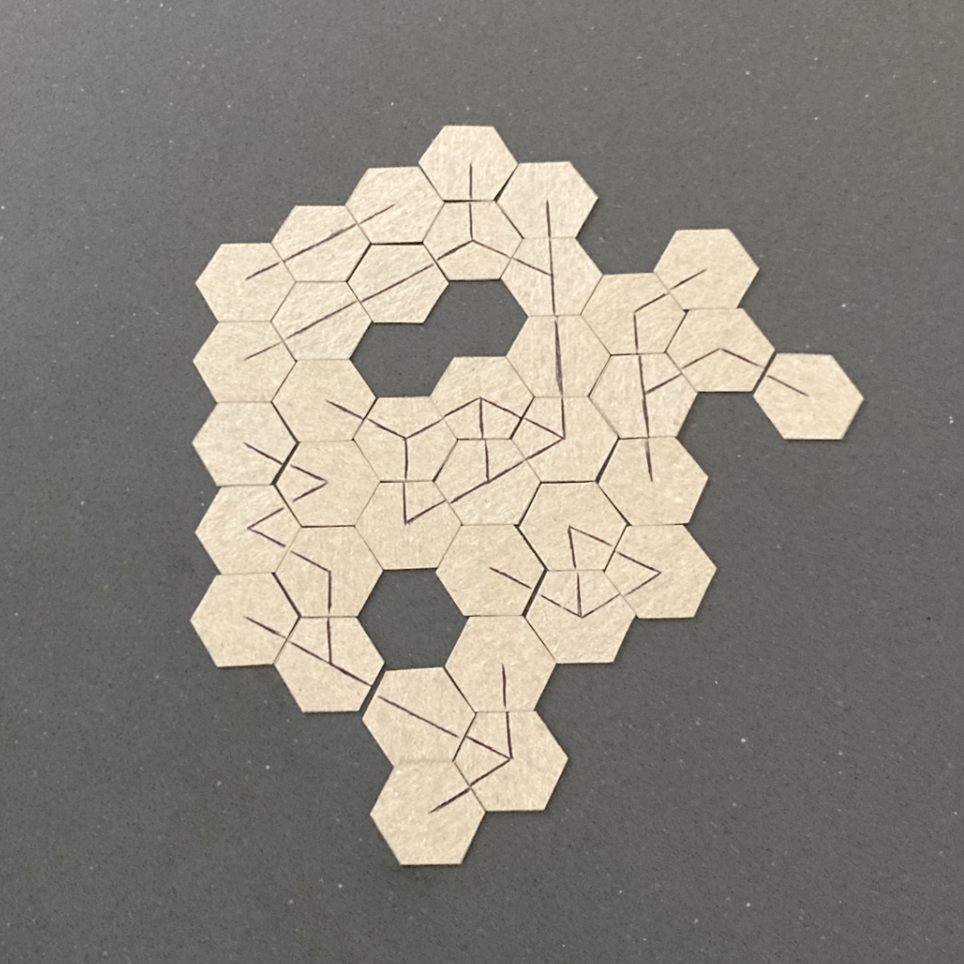 It's finally time to give it a name. Suggestions (&amp; reposts) welcome!

It's a solo (or co-op), loosely-themed abstract game about creating constellations of stars.

It has simple rules and no text, icons, or numbers. To me, it's very peaceful, similar to A Gentle Rain.