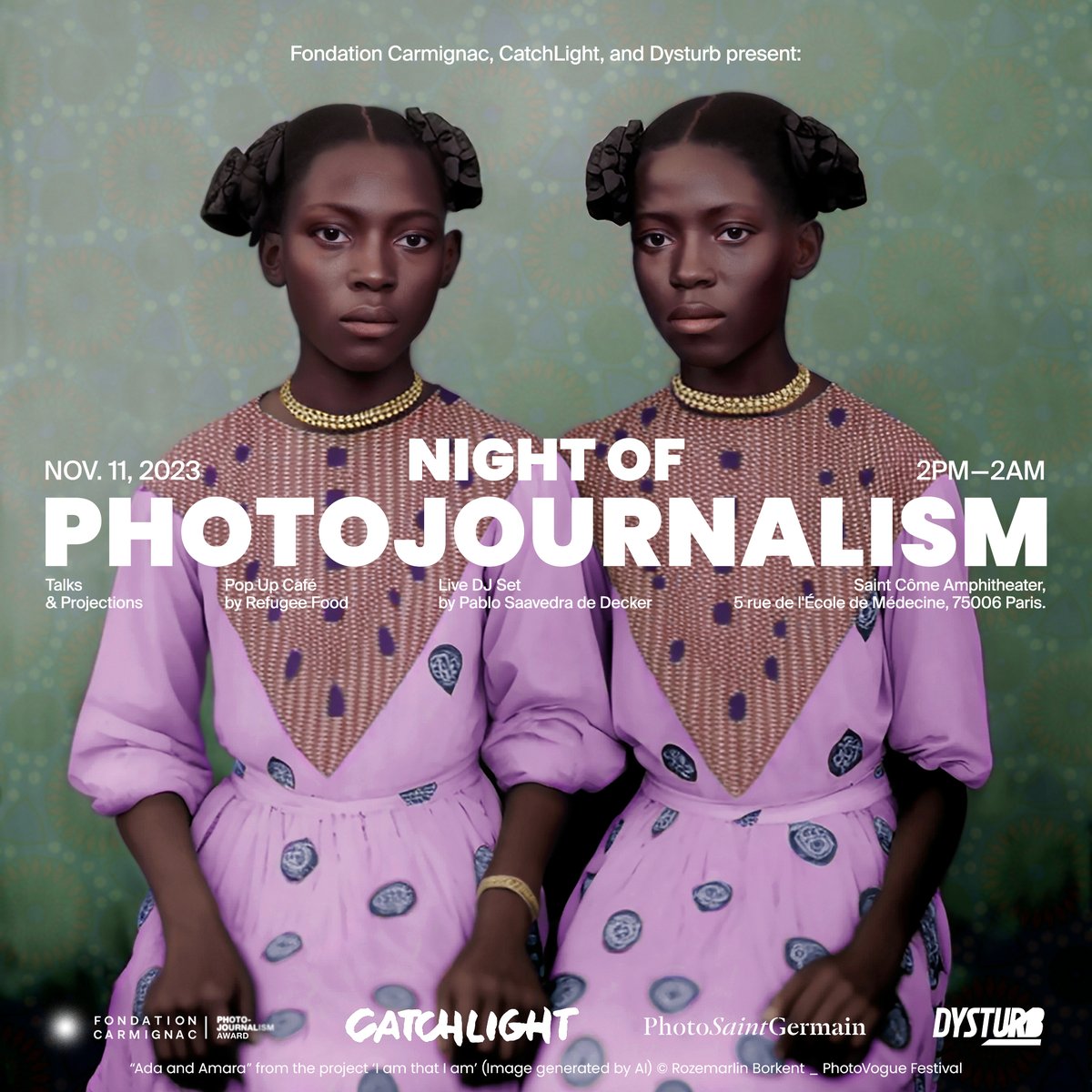 Découvrez le programme de la première édition de la Nuit du Photojournalisme, un événement ouvert à tous qui célébrera l'innovation dans le journalisme visuel dans le cadre du festival PhotoSaintGermain. 📅 Du samedi 11 novembre fondationcarmignac.com/fr/nuit-du-pho…