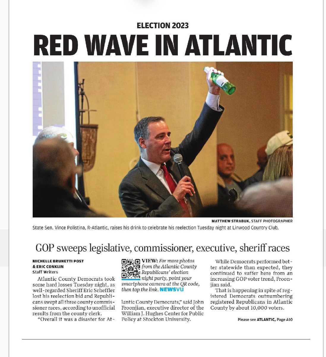RonFilan's tweet image. Atlantic County is not a Republican county. In order to win, our candidates had to overcome a voter registration deficit of 12,000 countywide &amp;amp; more than 15,000 in LD2. Vince won a district by 9 points that on paper Republicans should lose by 9 despite being outspent by millions.
