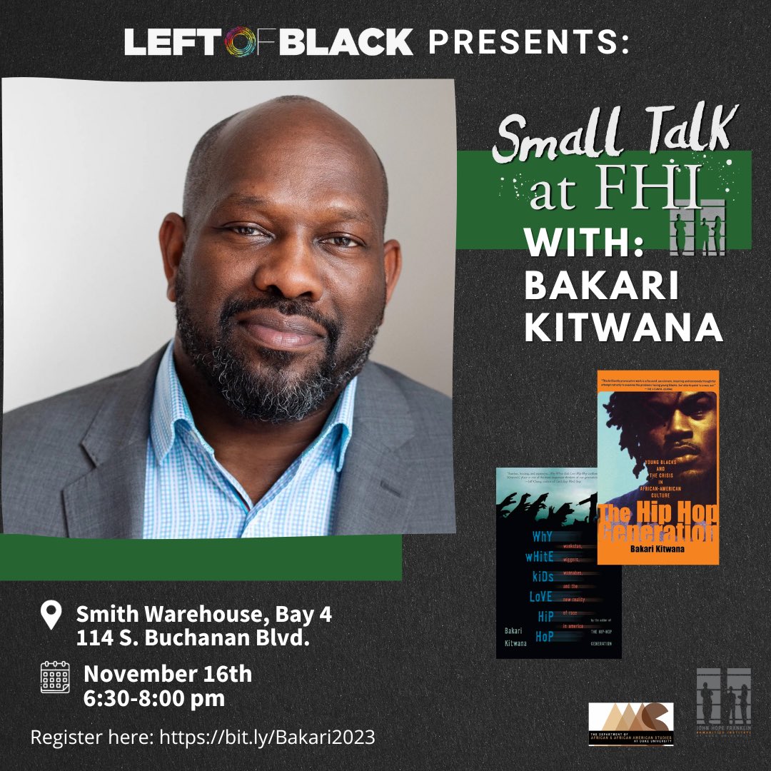 Join us for another Small Talk at FHI! This time @NewBlackMan is joined by renowned journalist, activist, and cultural critic @therealbakari For more information and registration info: bit.ly/Bakari2023