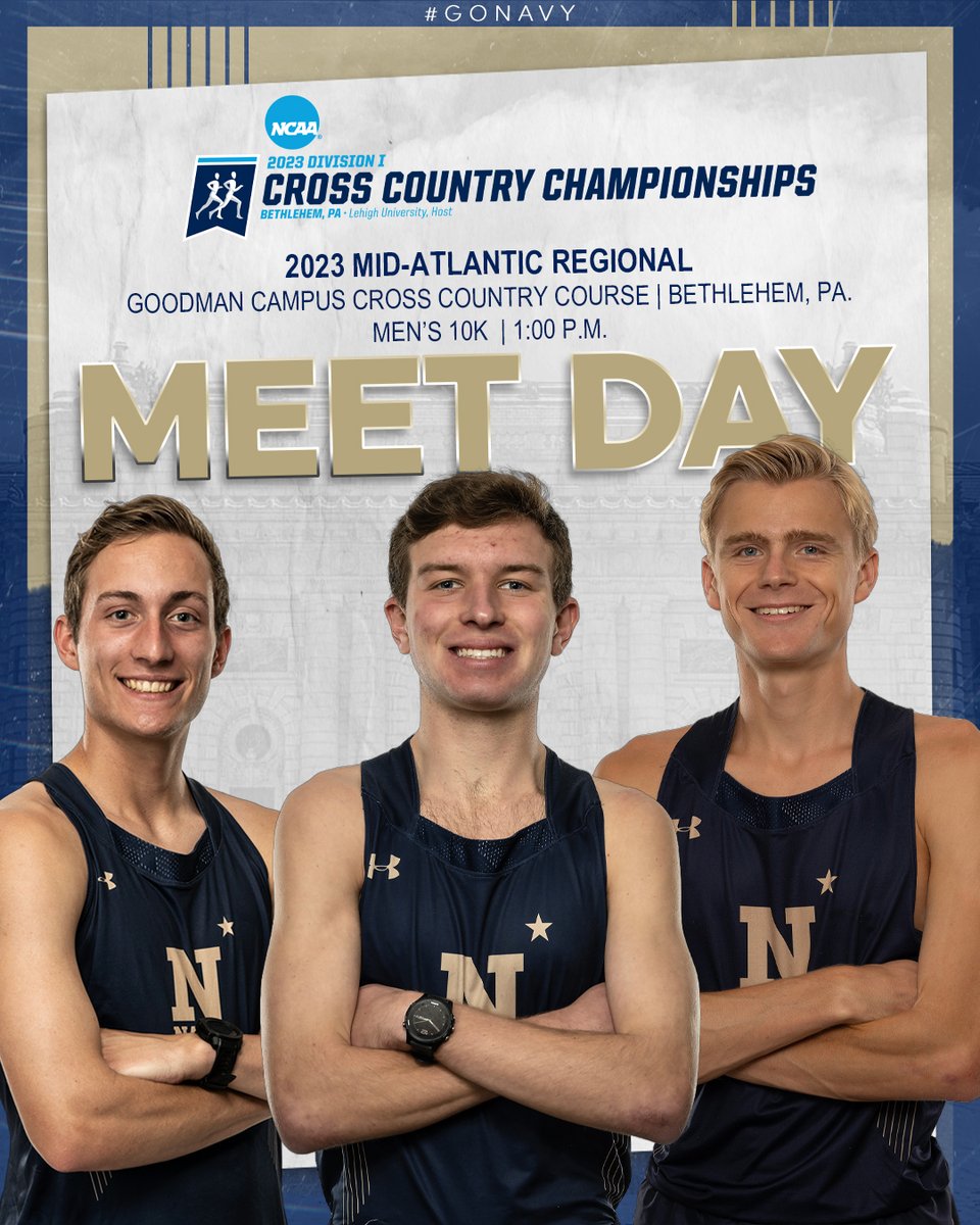 The Road to Charlottesville starts today. Women kick off at Lehigh at high noon. Men follow at 1:00 PM Free Live Results: results.leonetiming.com/xc.html?mid=59… #GoNavy | @NavyAthletics