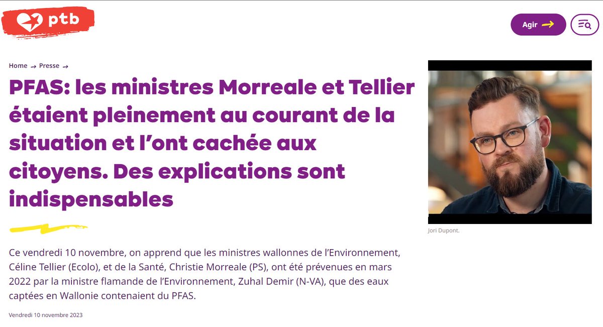 PFAS: les ministres @christiemorreal  et @celine_tellier  étaient pleinement au courant de la situation et l’ont cachée aux citoyens. Des explications sont indispensables urlz.fr/ooev